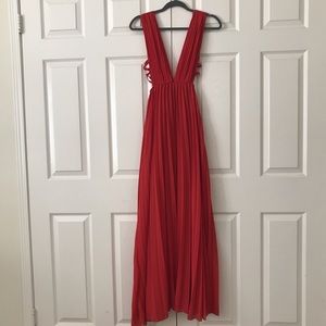 true red long evening dress